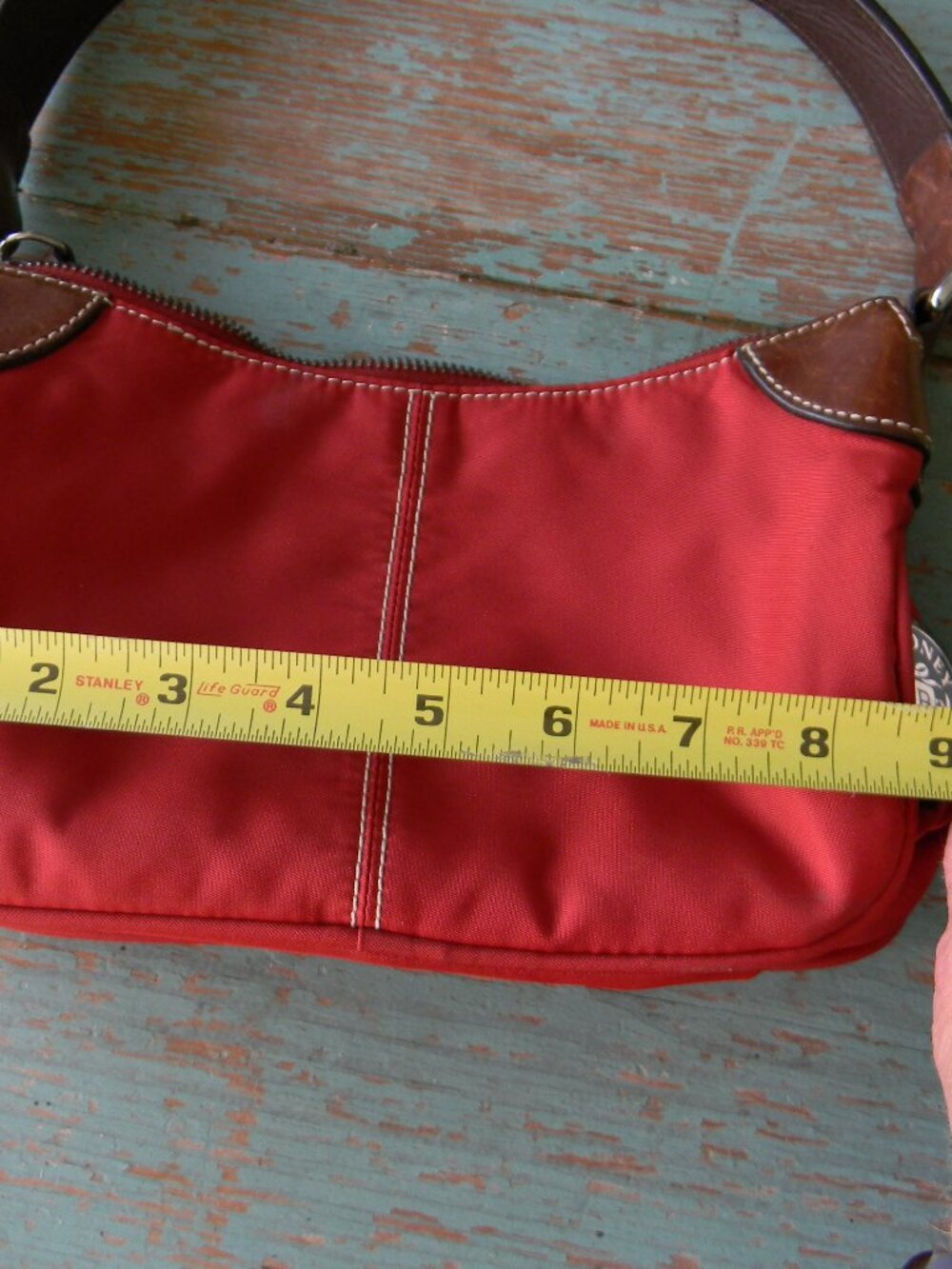 Dooney & Bourke Wayfarer RED Nylon Mini Shoulder Bag with Leather Trim Y2K - Picture 3 of 11
